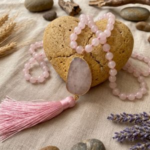 Japa Mala de Meditación en Cuarzo Rosa