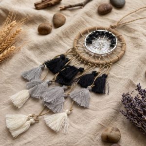 Atrapasueños Árbol de la Vida y Obsidiana
